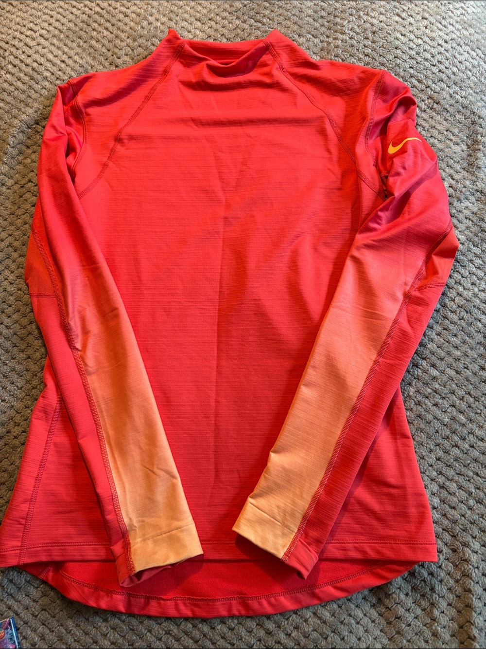 Nike Women’s Long-Sleeve Gradient Performance Tee - Red with Orange Accents